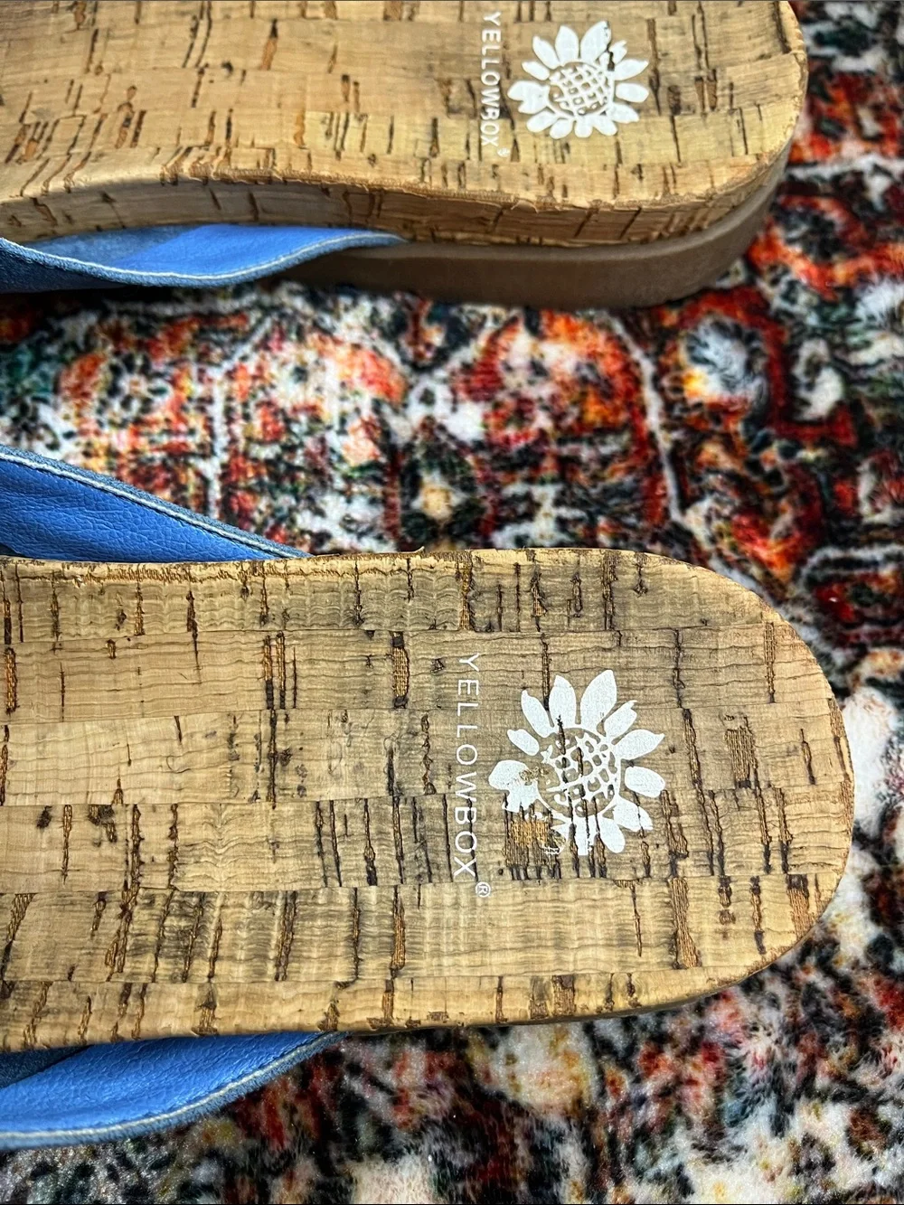 Yellow Box Light Blue Bow Cork Slide Sandals - Picture 3 of 6